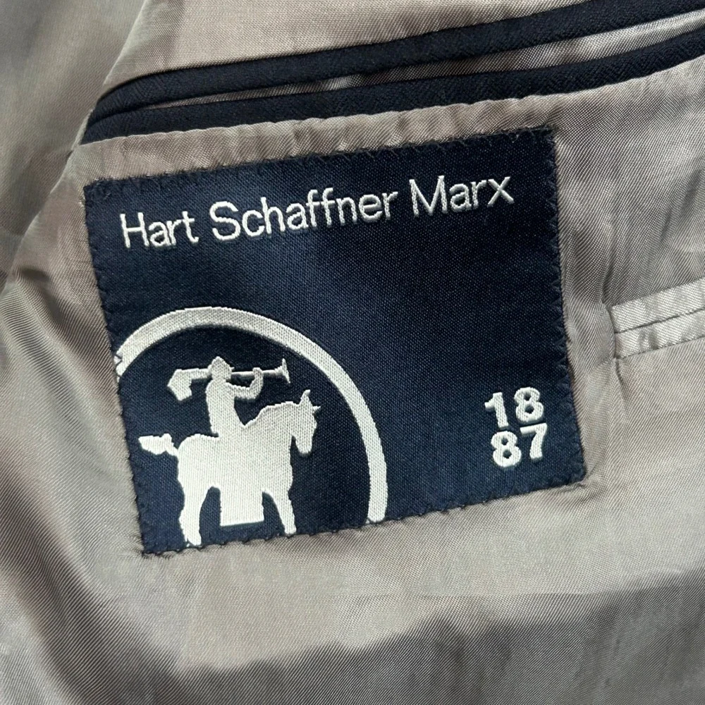 Hart Schaffner Marx Suit 50R Navy Blue 2 Button  Classic Big Tall USA made